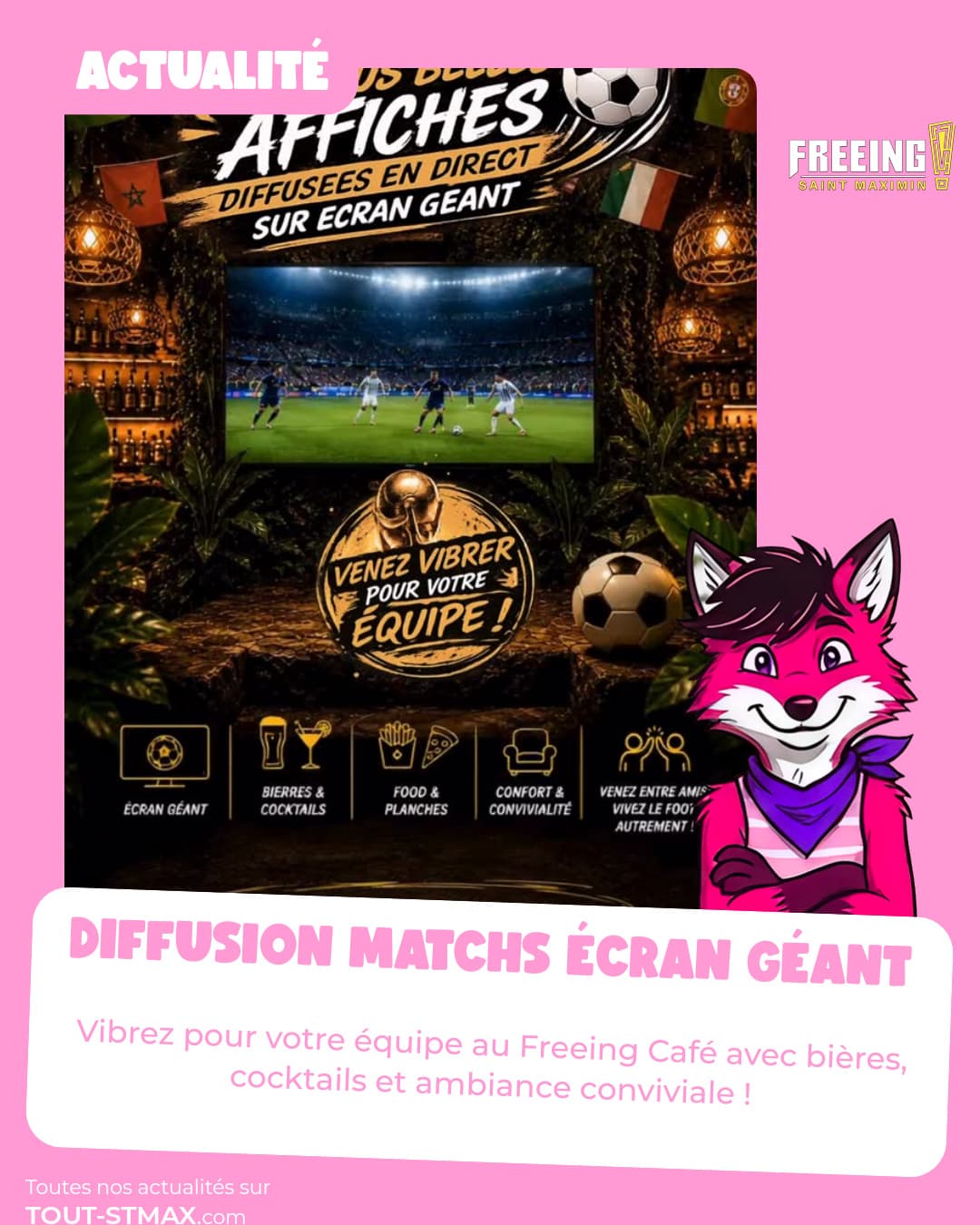 Diffusion matchs écran géant