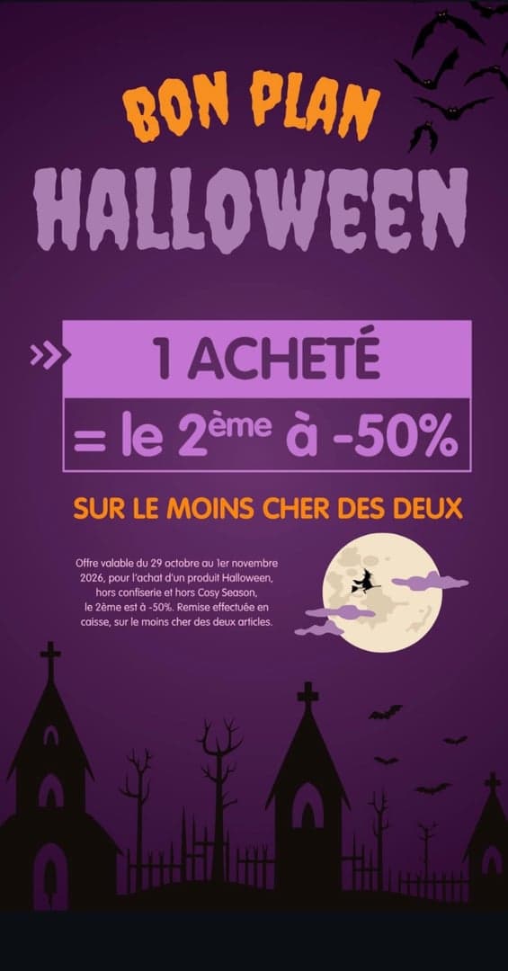 Halloween : 1 acheté = le 2ème à -50% chez B&M