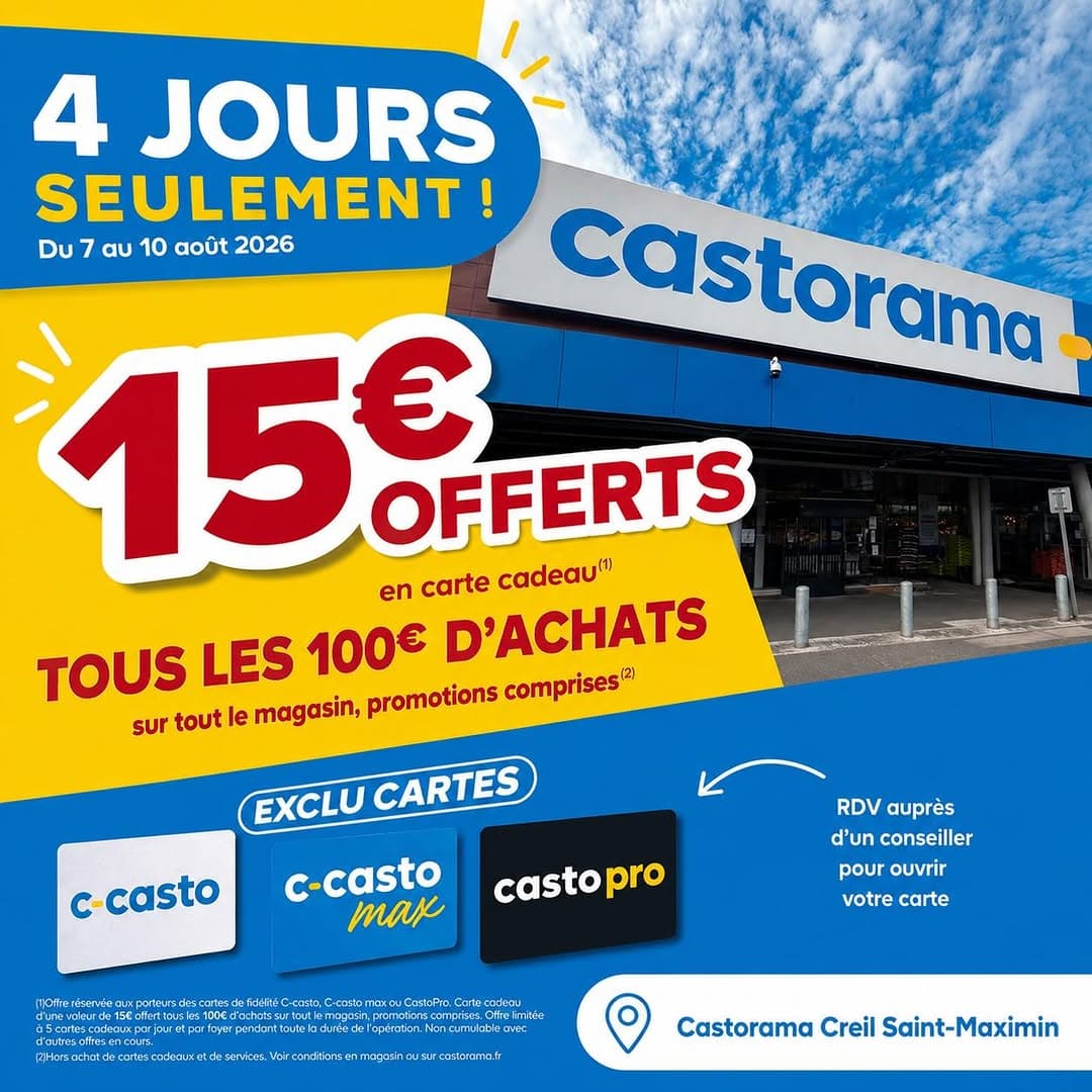 15€ offerts tous les 100€