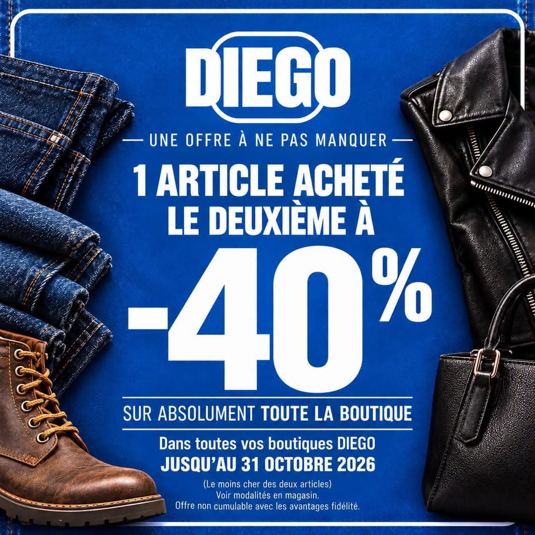 1 acheté, 2ème -40%