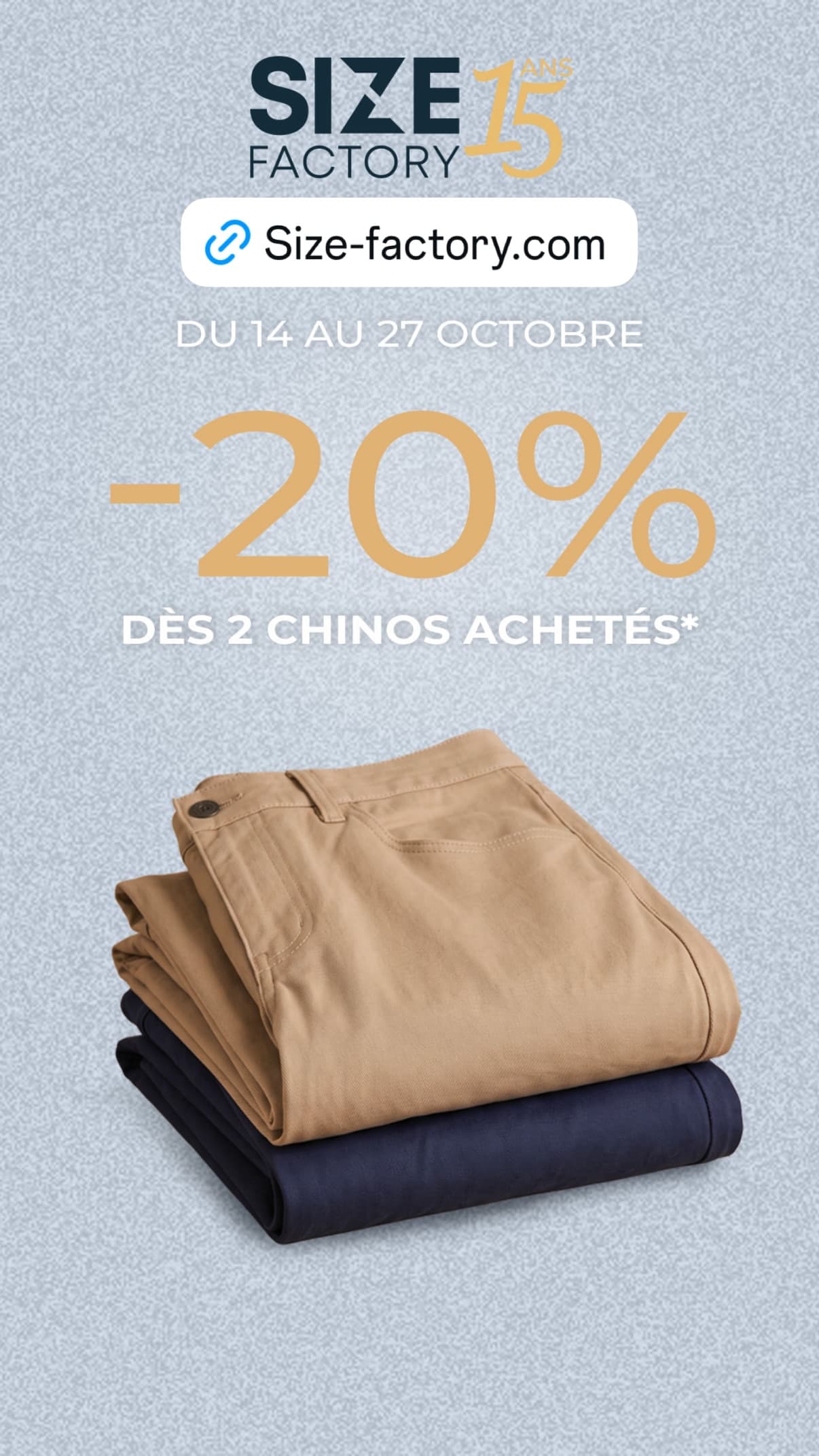 Promotion chinos grande taille