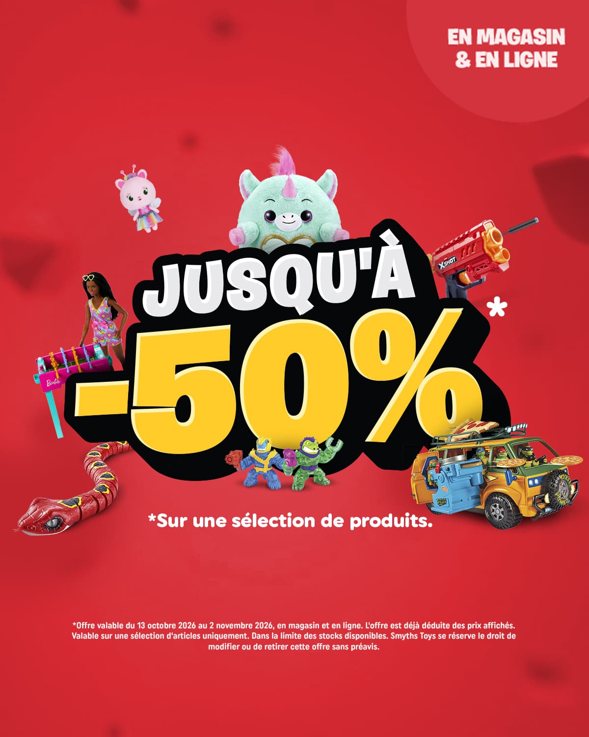 -50% sur jouets sélectionnés