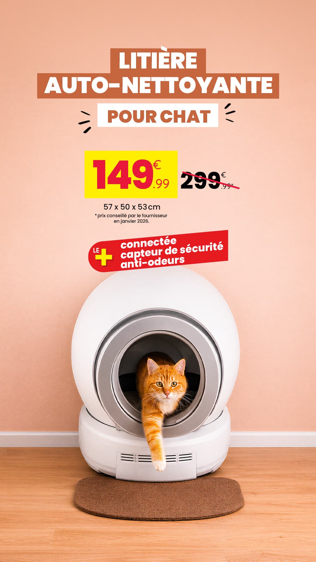 Litière connectée auto-nettoyante